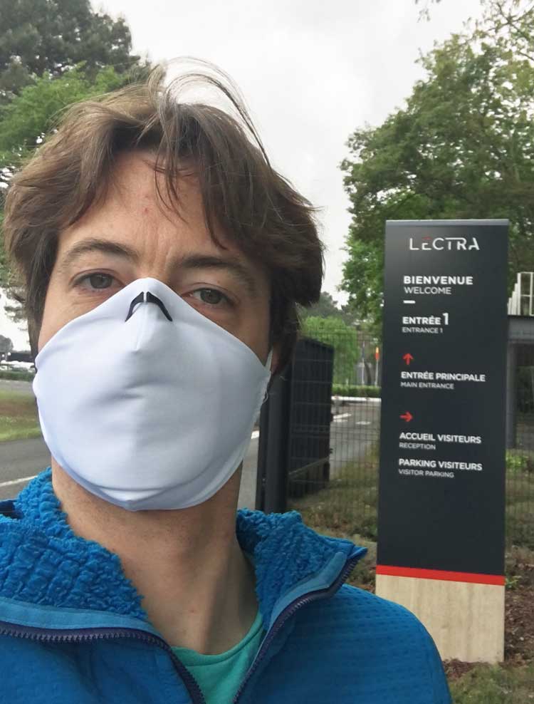 decoupe-des-masques-en-tissu-par-lectra Retour a Lectra en 2020 pour découper des masques en tissu
