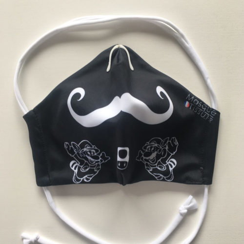 Masque en tissu "Mario Bros Moustache" fabriqué en France